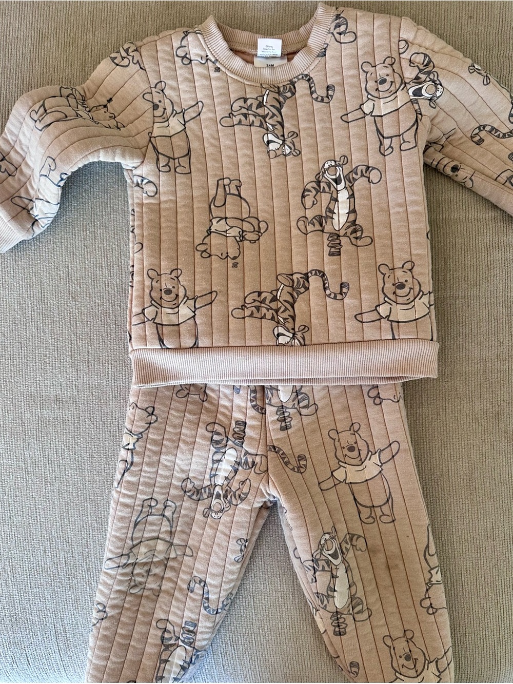 Disney Kids Winnie The Pooh Quilted Set in Light Beige